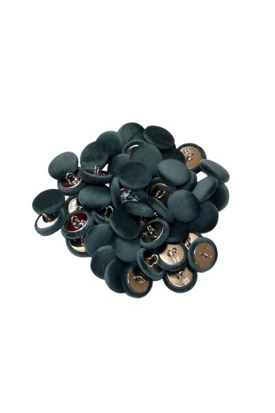 OEM Set of 50 metal buttons, petrol green velvet, 2 cm