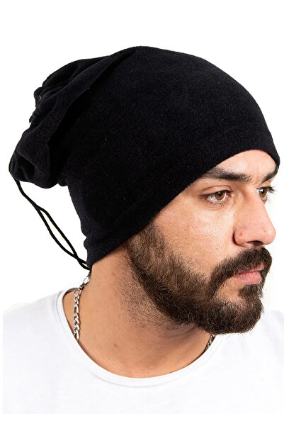 KL HOME 2Pcs Black Color Price - Women's Men's Winter Thermal Fleece Drawstring Beanie Hat Scarf with Neck Gaiter