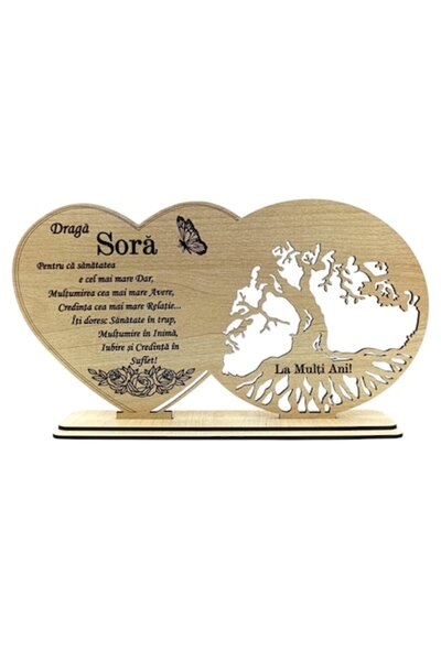 OEM Blank din lemn ,inima si copacul Vieții pentru soră– personalizata crem, ...