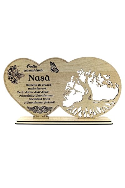 OEM Decorațiune din lemn,blank cu mesaj pentru nașă – personalizată, crem, 30...