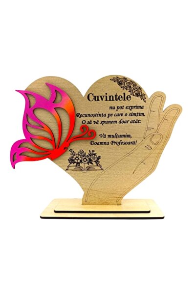 OEM Decorațiune fluture din lemn – cadou personalizat cu mesaj pentru profeso...