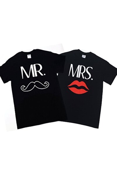 GHIFTERY SHOP Set de tricouri pentru familie, „Domnul și Doamna”, Negru, Bumb...