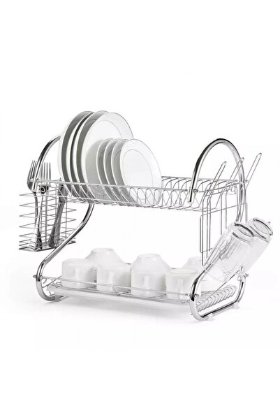 OEM Metal dish rack with shelf, drip tray, cutlery and glass holder, 40x40x25 cm