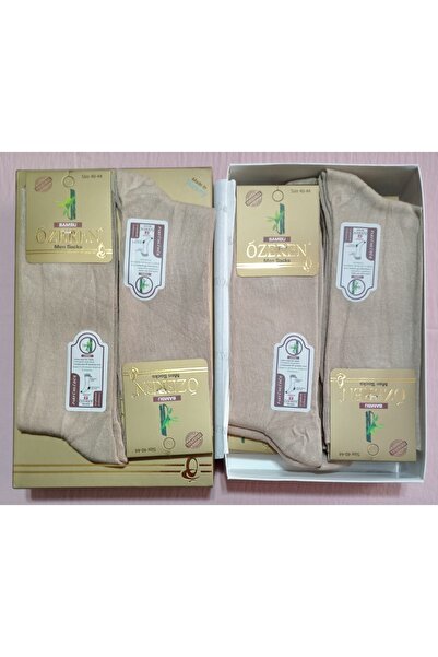 Özeren Çorap Ανδρικές κάλτσες από μπαμπού μπεζ με άρωμα Özeren 12-pack Ç-1144