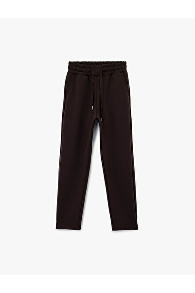 Koton High Waist Jogger Brown Women's Sweatpants 6Wak40120Nk
