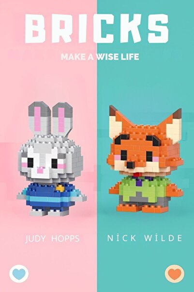 HEY GİDİ GİFT Bricks Judy Hopps - Nick Wilde Mini Bricks 3D Puzzle / Sevimli ...