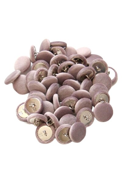 OEM Set of 50 round metal buttons, dusty pink velvet, 2 cm