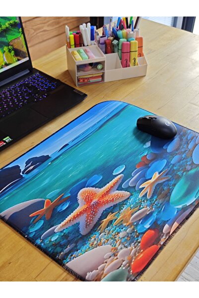 sgeteknoloji Sge Technology 55X45 cm Pebble Sea Star Anti-Slip Base Speed Surface Gamer Mouse Pad Gaming Pad