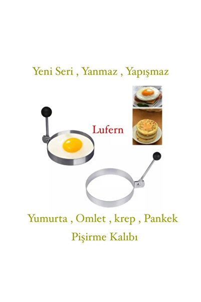 Lufern Paslanmaz Çelik Yuvarlak Omlet Kalıbı Krep Pankek Yeni Seri Yanmaz Yap...
