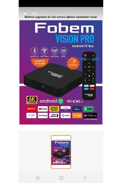 FOBEM Vısıon Pro Android 12 Wifi 5.0ghz 4gb Ram 64gb Rom Ses Komutlu Akılı Ku...