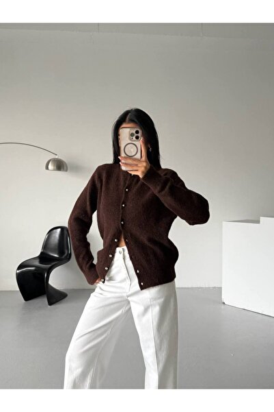 vuvutasarım New Season Daily Wear Button Detailed Textured Women's Knitwear Cardigan 52121007