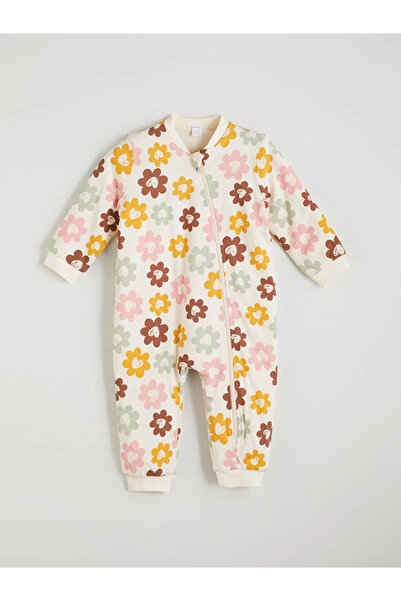 LC Waikiki 1.6 Tog Crew Neck Long Sleeve Floral Print Baby Girl Romper