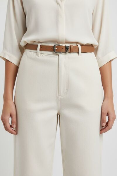 Gesa حزام نسائي رفيع بإبزيم ذهبي اللون