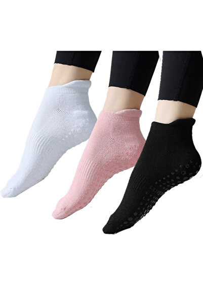 XTR Fitness Professional Non-Slip Sole Short Socks Set of 3 for Yoga and Pilates