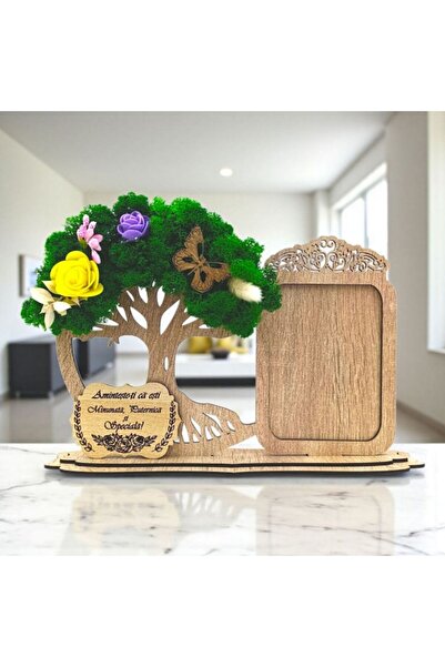 OEM Photo frame decoration with tree of life, lichens and message for Women's Day (30x18 cm) - Sonoma
