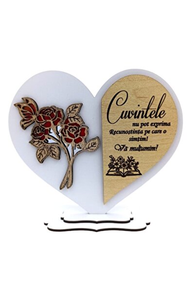 oemco Cadou personalizat pentru profesori/educatoare/diriginta/învatatoare, inimă din lemn – 18x15 cm