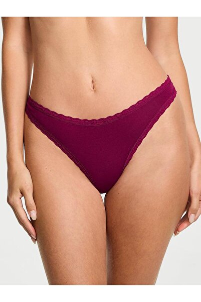 Victoria's Secret Ελαστικό βαμβακερό στρινγκ με δαντέλα