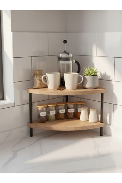 Merhaba Mobilya - Masaüstü oval köşe rafı (2 raflı)