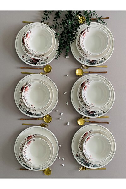 VENÜS HOME DECORATION Hasbahçe Model 6 Kişilik 18 Parça Yemek Takımı