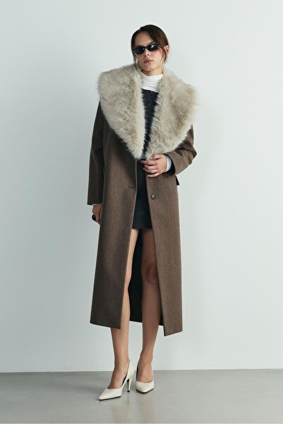 Suud Collection Gray Fur Collar