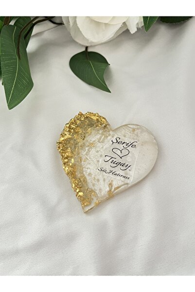 HOBİ Kalpli Gold Epoksi Magnet-Doğum Günü Hediyelik-40 Adet