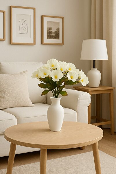 DEFNE DECOR Yapay Çiçek Gelincik Demeti 5 dal 40 cm Beyaz