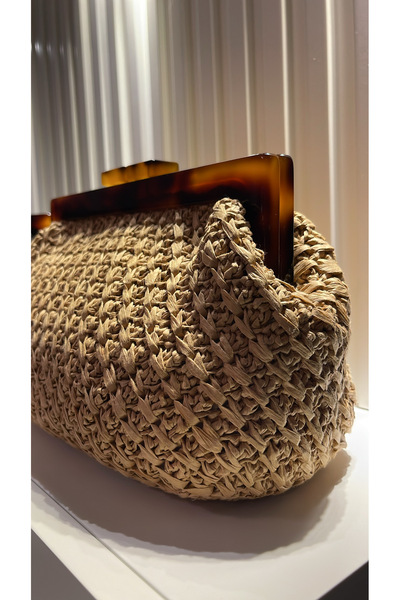 WOMANBAG Handmade Acrylic Wicker Clutch Portfolio Handbag (37X20Cm) Wicker Color