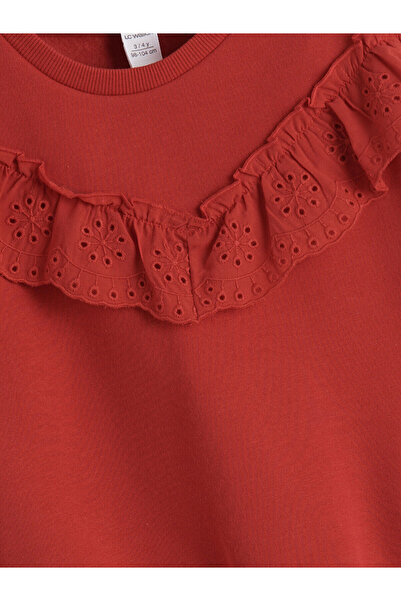 LC Waikiki Peak Yeni Sezon Bebe Yaka Baskılı Uzun Kollu Kız Çocuk Sweatshirt