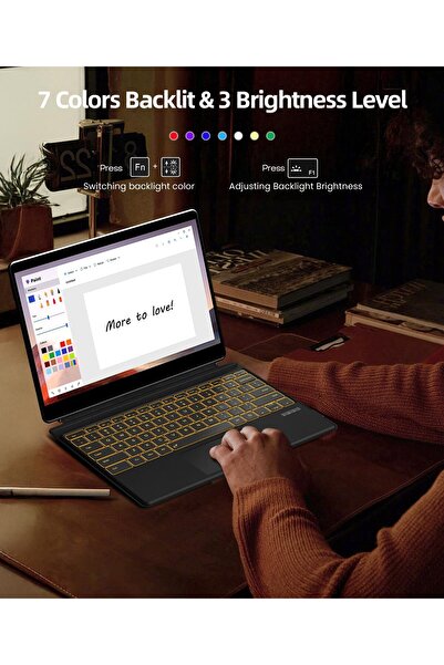 Generic Surface Pro 7 Keyboard for Microsoft Surface Pro 7+/7/6/5/4/3 - Bluetooth Type Cover with 7-Color Ba