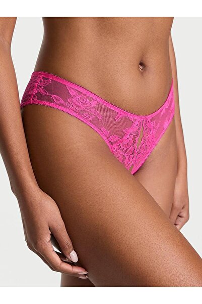 Victoria's Secret Παντελόνι εσώρουχο χωρίς κάτω μέρος με δαντέλα ροζ χρώματος