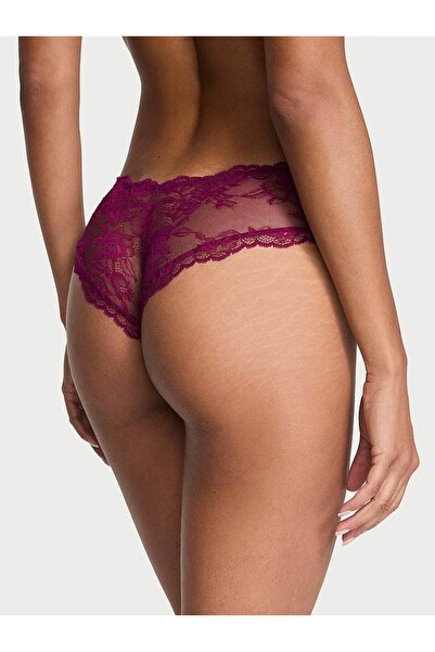 Victoria's Secret Deep Leg Cut Cheeky Panties with Rose Lace