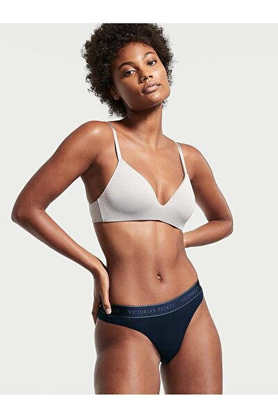 Victoria's Secret Tanga din bumbac cu logo