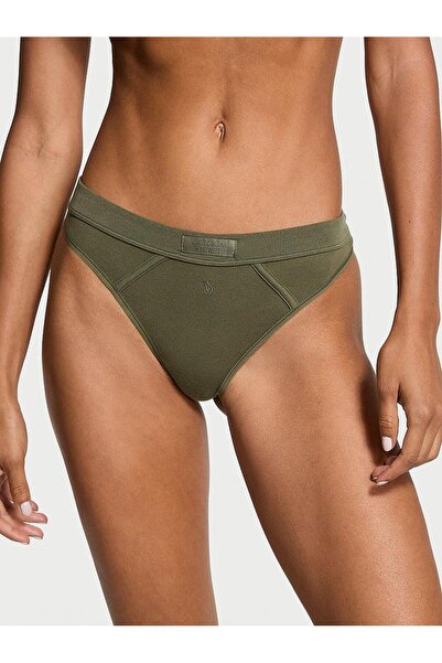 Victoria's Secret Λεπτομερές βαμβακερό στρινγκ με λογότυπο