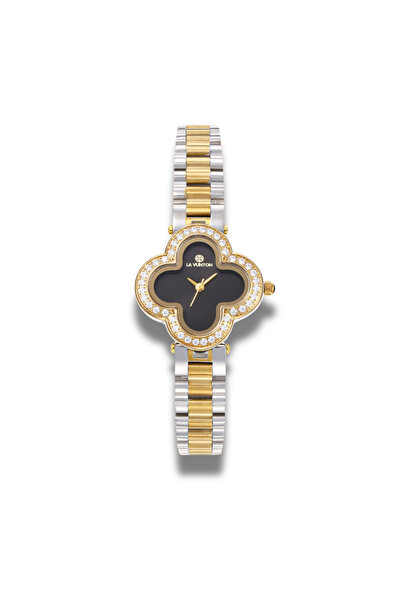 la vunton ساعة أنيقة للنساء بلون ذهبي فضي ولمسة فخمة من لافنتون