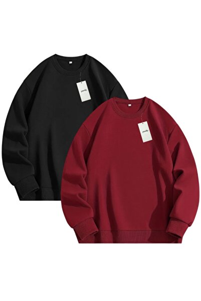 pandy 2-компонентна унисекс суитшърт с мотив от парчета и голям деколте