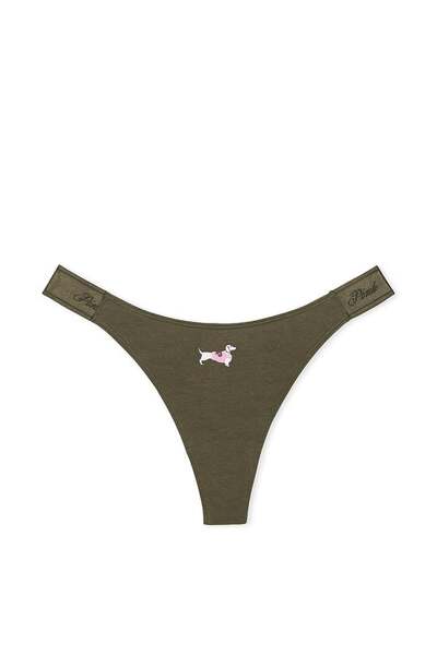 Victoria's Secret Logo Cotton Deep Leg Cut Thong