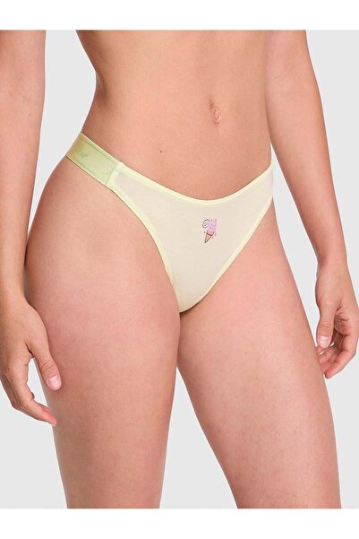 Victoria's Secret Logo Cotton Deep Leg Cut Thong