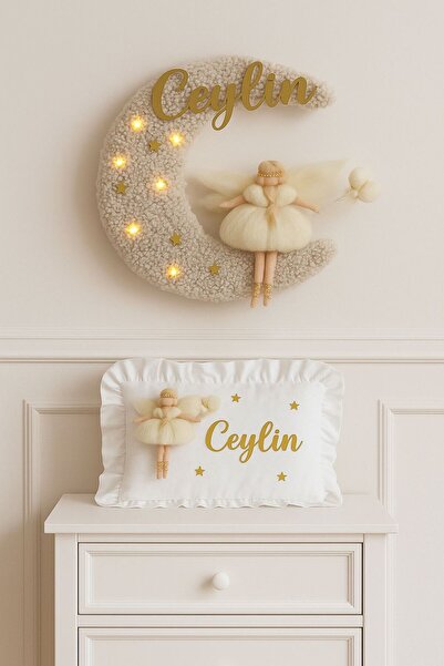 Bonika Ledli Keçe Bebek Kapı Süsü - Keçe Bebek Takı Yastığı 2'li Takım