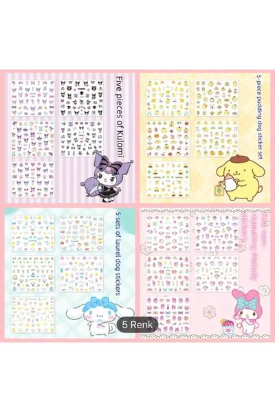 EMKSHOP Sanrio Ailesi (Kuromi, My Melodi, Cinnamoor vs.) Tırnak Sticker (KARI...