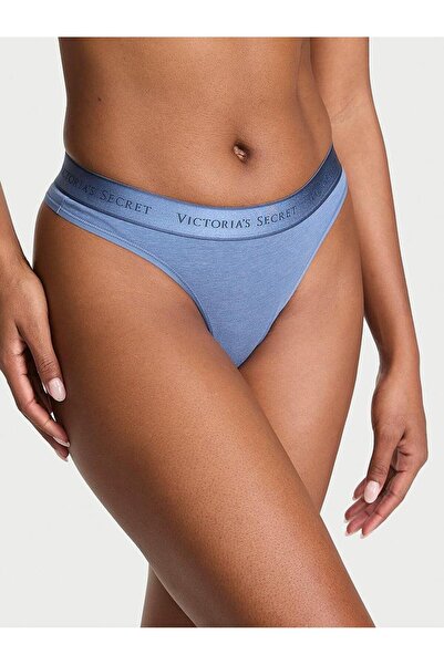Victoria's Secret Tanga din bumbac cu logo