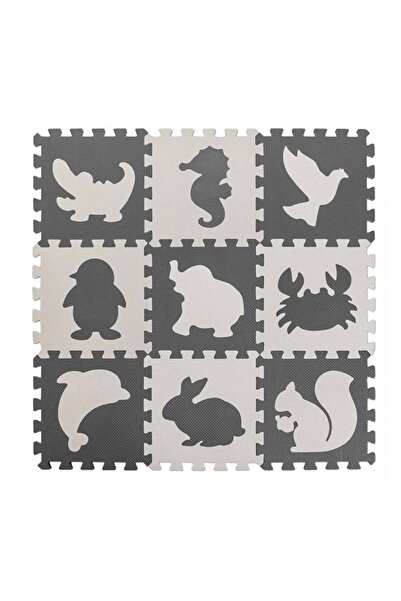 Ikonka Foam puzzle mat with 9 elements 85x85cm Ecru / Grey