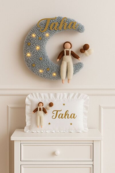 Bonika Ledli Keçe Bebek Kapı Süsü - Keçe Bebek Takı Yastığı 2'li Takım