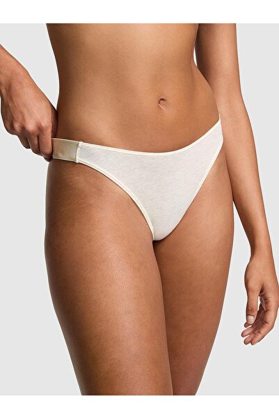 Victoria's Secret Logo Cotton Deep Leg Cut Thong