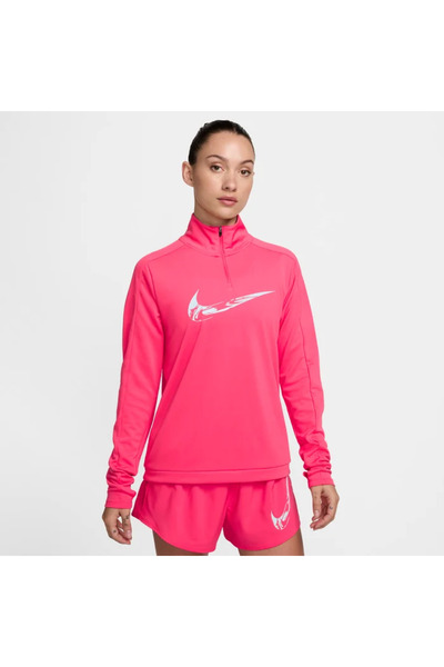 Nike Swoosh Dri-FIT 1/4-Zip Running Mid Layer Pembe Kadın Çeyrek Fermuar Antreman Üstü
