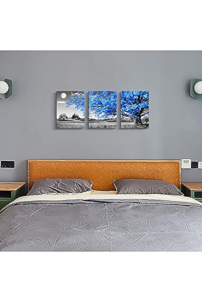 Today Idea black and white Blue tree moon Canvas Decor