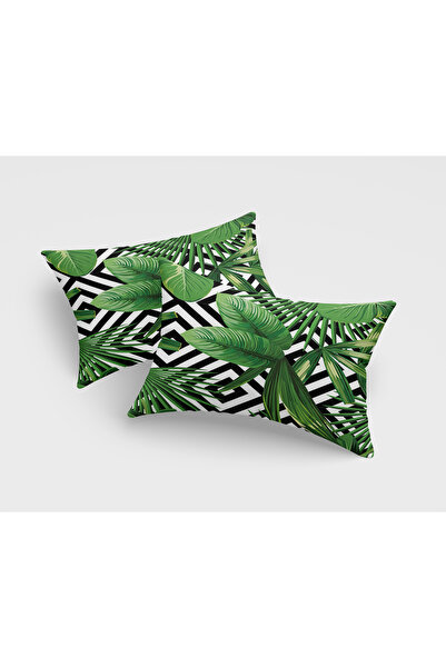 Alkan Homes 2 Pieces Leaf Pattern Digital Printed Rectangular Throw Pillow Co...