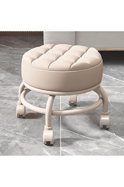 Generic كرسي دوار منخفض الارتفاع من U-HOOME بعجلات عالمية 360 درجة، مقعد جلدي، كرسي صغير متحرك للمنزل