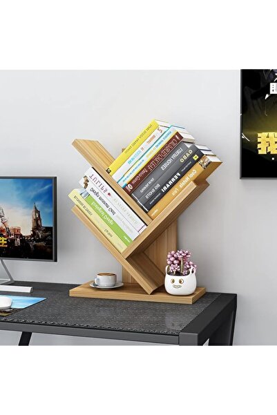 Generic مكتبة نارسيس المكتبية، رفوف تخزين كتب من الخيزران بثلاث طبقات، خزانة كتب قائمة على الأرض