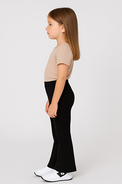 Tuess Kız Çocuk Siyah Triko Tayt İspanyol Paça