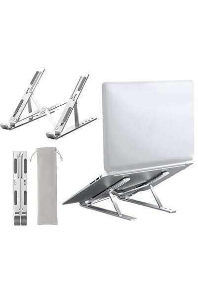 Generic حامل كمبيوتر محمول من الألومنيوم من ECVV للمكتب، حامل كمبيوتر محمول قابل للتعديل بـ 6 زوايا، مريح وقابل للطي